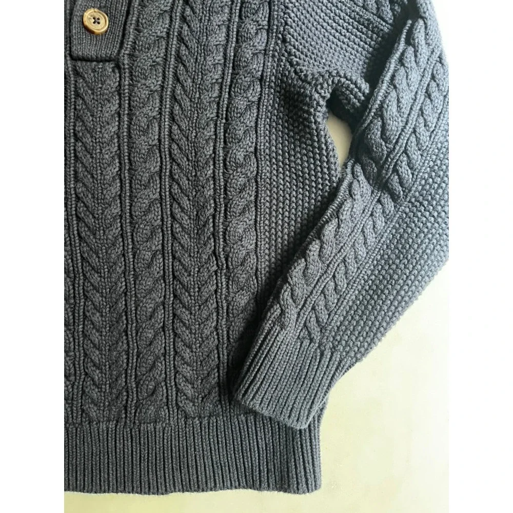 Gap Kids Cable Knit Button Mock Neck Sweater Galaxy Blue size medium 8